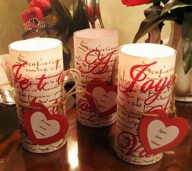 fun ideas for valentine s day, seasonal holiday d cor, valentines day ideas, Inexpensive and easy to make French script Valentine candles include the free graphics here
