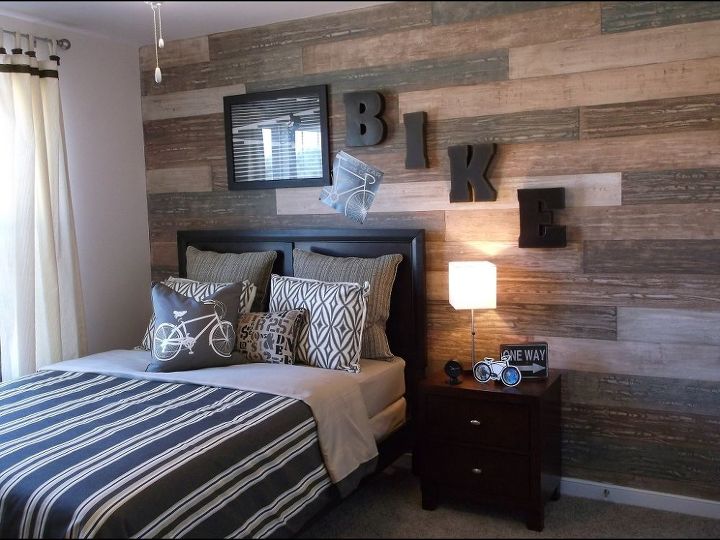 faux plank wall, bedroom ideas, home decor, wall decor