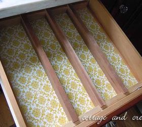 diy utensil drawer organizer, diy, organizing, A bit of vintage Contact paper adds a pretty touch
