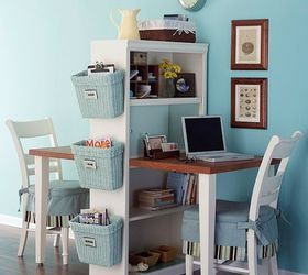 6 considerations when decorating a small space, home decor, shabby chic, Using a bookshelf and a longer table to make a desk Great thinking