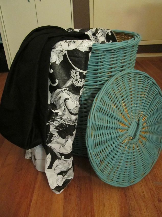 storage ideas, storage ideas, Re purposed thrift store basket now given a new life to store my extra fabric