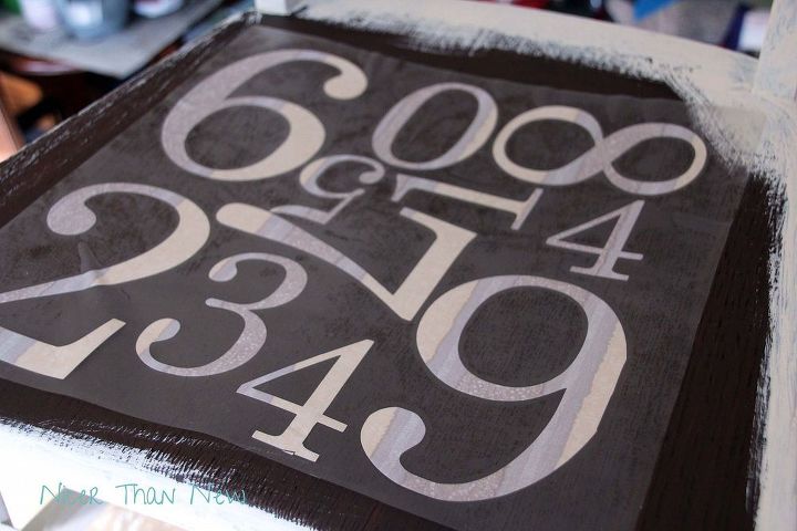 stenciled chair using pottery barn knock off, chalk paint, painted furniture, Pressed on the numbers