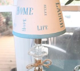 creating a glass lamp base with 1 candlesticks, crafts, lighting, living room ideas, repurposing upcycling, Here is the completed lamp with a custom stenciled shade