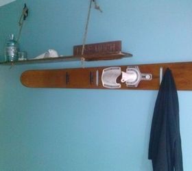 clever upcycle of vintage water skis, So in love with my beachy foyer