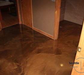 designer metallic epoxy dining room entry and bath, concrete masonry, dining room ideas, flooring, foyer, The hall and bath room with the final coat of designer metallic epoxy