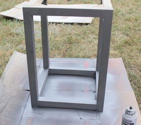 diy coffee end table, diy, home decor, how to, painted furniture, woodworking projects, We faked the metal legs with metallic spray paint