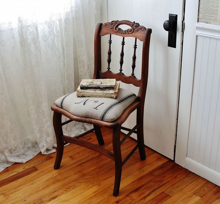 from broken caned chair to grain sack beauty, painted furniture