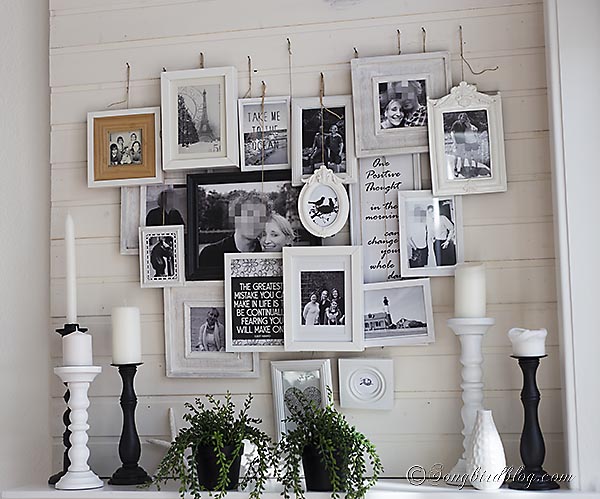 toalha de mesa com molduras em camadas um tipo diferente de parede de galeria, Eu sobrepus fotos em preto e branco na forma de um cora o