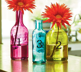 Stenciled Colored Bottle Vase Set