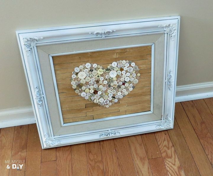 Old Frame Repurposed With Faux Pallet Button Heart Art Crafts Repurposing Upcycling Seasonal Old Frame Repurposed With Faux Pallet Button Heart Art Crafts Repurposing Upcycling Seasonal
