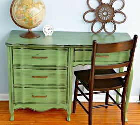 vintage green desk makeover, painted furniture, rustic furniture