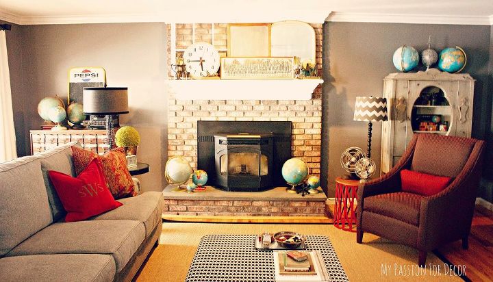 my passion for decor s family room tour, home decor, living room ideas, painted furniture, repurposing upcycling, I had the walls painted in Cinder by Benjamin Moore which instantly warmed up the big room and made it feel homey