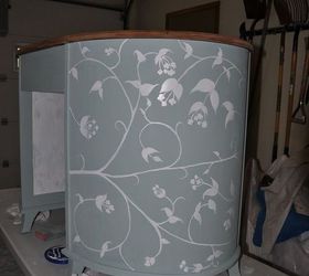 painted mahogany kidney shaped desk, painted furniture, One side done This will get fully waxed when done
