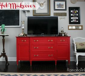Country Chic Paint Red Buffet Makeover