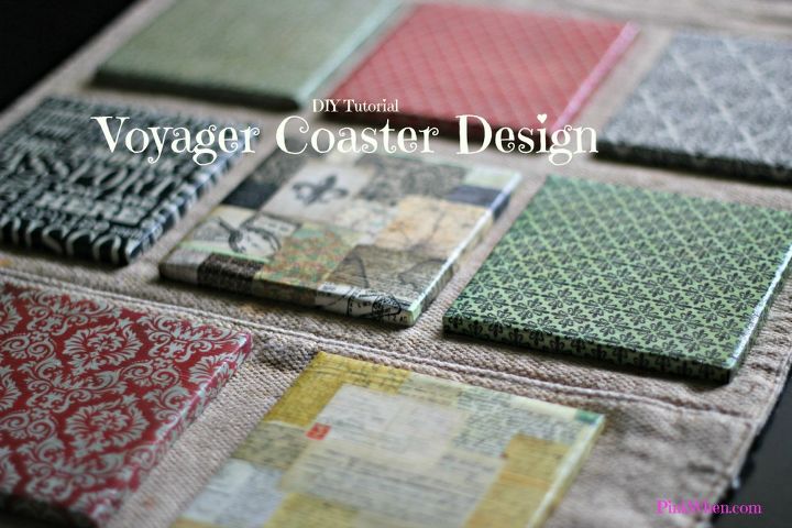 diy drink coasters, crafts, decoupage, diy, how to, Voyager Cardstock and bathroom tiles to make pretty drink coasters