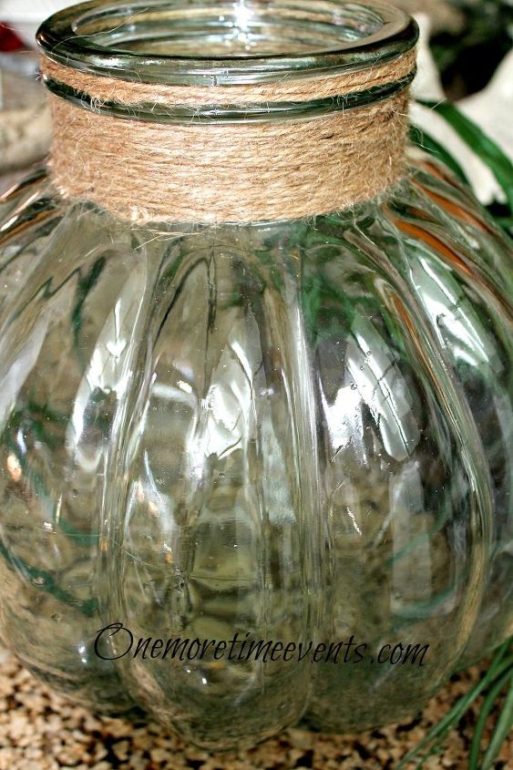 big beautiful vintage green glass apothecary jar wrapped with twine, gardening, home decor