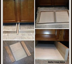 under cabinet drawers, diy, how to, kitchen cabinets, kitchen design, woodworking projects, Installing the drawers and cradles under the cabinet