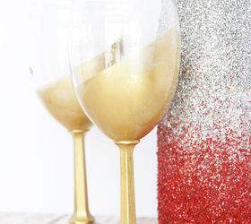 gold dipped wine glasses, crafts, kitchen design, seasonal holiday decor