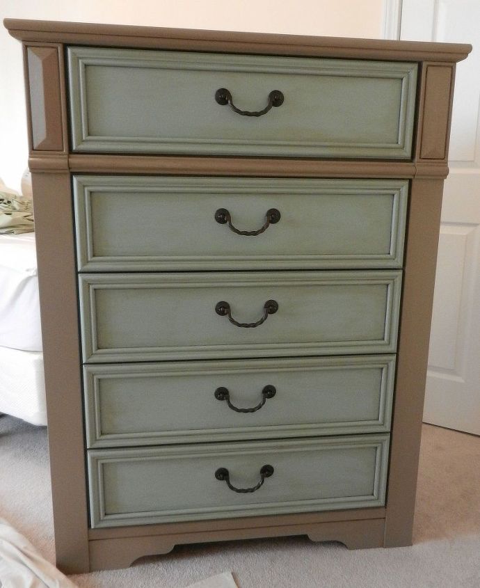 before and after of a new chest of drawers, chalk paint, painted furniture, AFTER PIC using chalk paint and an antiquing glaze