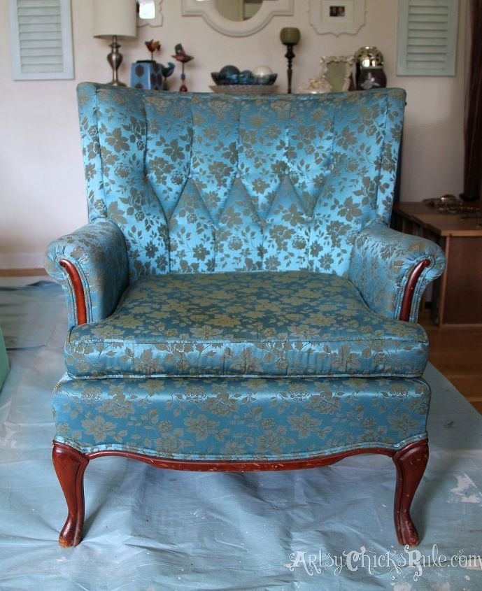 thrifty french chair makeover with annie sloan chalk paint, chalk paint, painted furniture, reupholster, 25 chair before