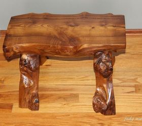 when mother nature brings down your tree make a bench, diy, painted furniture, woodworking projects, Randy enjoyed the challenge satisfaction of making it with tools that craftsmen of the past would ve used