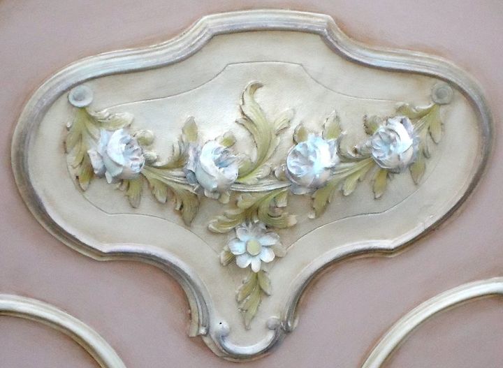 painted french bed by junk drawer diva, painted furniture, repurposing upcycling, Her blue flower garden