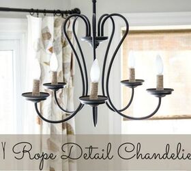 diy rope detail chandelier, home decor, lighting, repurposing upcycling, Begin with a simple and transitional style chandelier from your big box store