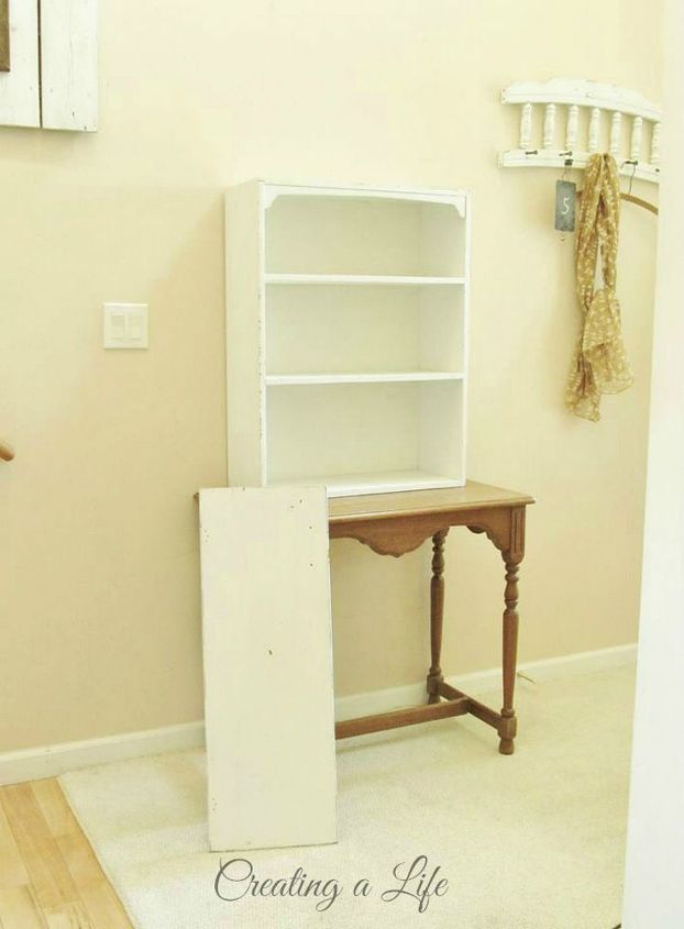 diy hutch, diy, home decor, painted furniture, A vintage cabinet door curbside freebie was the perfect size to create the bottom shelf for the hutch