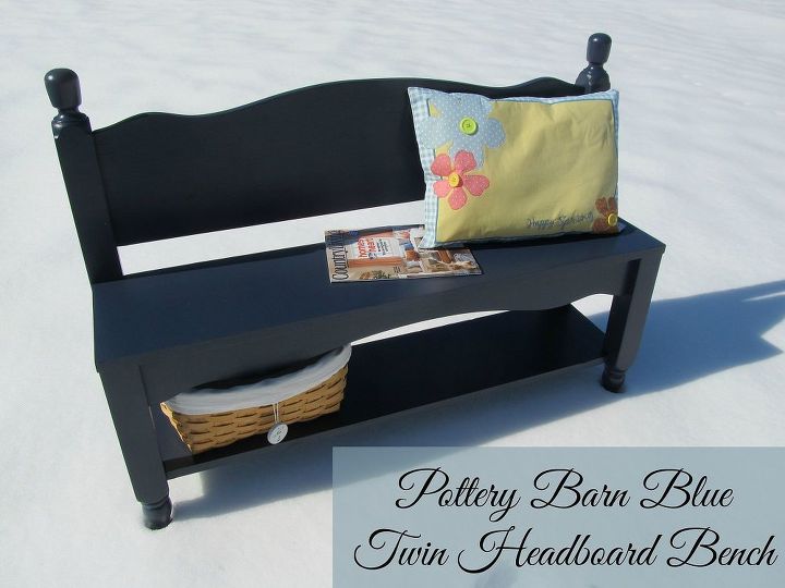 headboard bench with storage shelf, diy, painted furniture, repurposing upcycling, shelving ideas, storage ideas, I painted my latest bench Naval I love the added shelf on the bottom