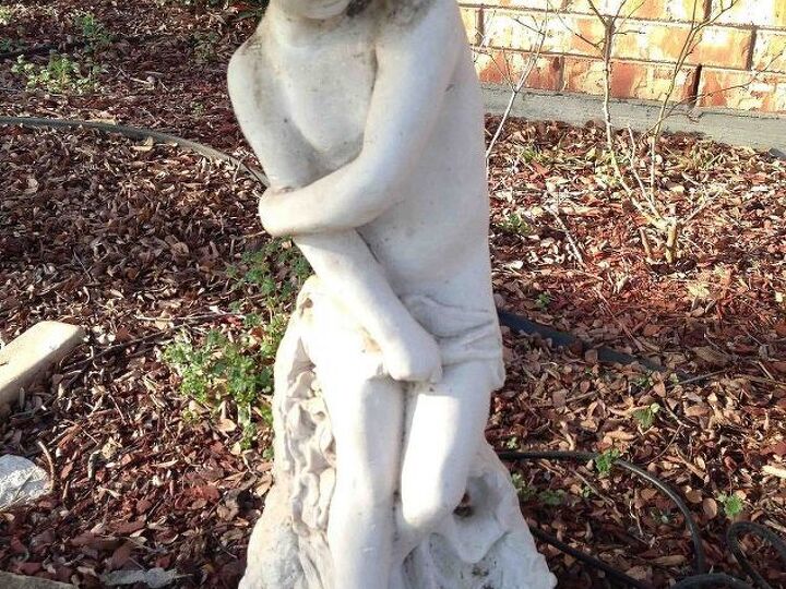 concrete boy fountain needs repair, concrete masonry, outdoor living, This is him