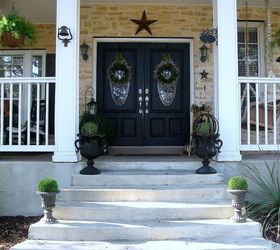 spring porch, curb appeal, porches, seasonal holiday decor, wreaths, Front view from the street