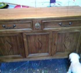 thrift store buffet turned painted tv console, painted furniture, Before Pic