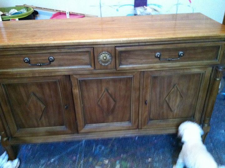 thrift store buffet turned painted tv console, painted furniture, Before Pic