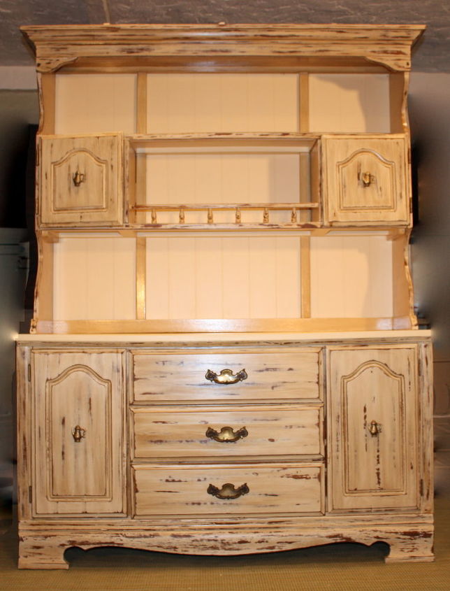 i finally finished the country shabby hutch, painted furniture, It s a soft buttery yellow