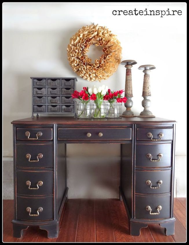 Refinished Antique Desk Hometalk refinished antique desk, painted furniture, Voila A keeper for sure - Refinished Antique Desk Hometalk