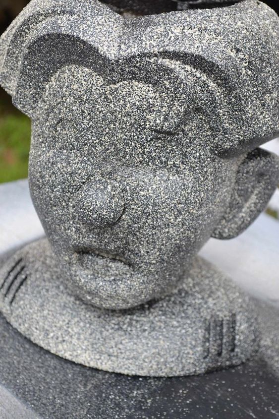 faux mossy stone head planter, concrete masonry, diy, flowers, gardening, how to, repurposing upcycling, succulents, This is after base paint and the stone paint have been done
