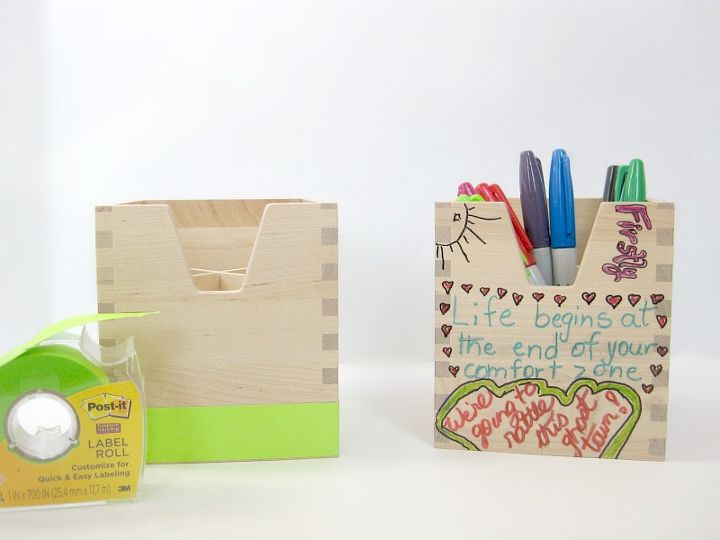 make organizing match your style, crafts, decoupage, organizing, Doodle or add Post It Tape to personalize the box