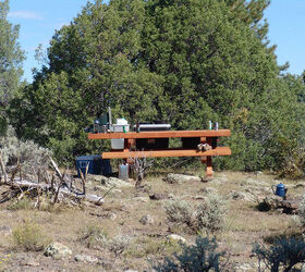 my cabin, home improvement, Our picnic table at the ranch fire ring at far right with cowboy coffee pot