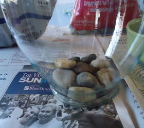 making an easter terrarium, easter decorations, flowers, gardening, seasonal holiday d cor, succulents, terrarium, I started with a large glass vase Place small rocks in bottom for drainage