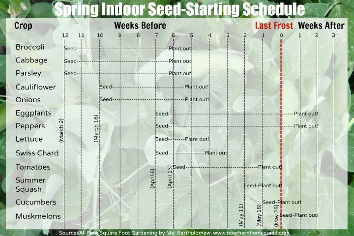 spring indoor seed starting schedule, gardening