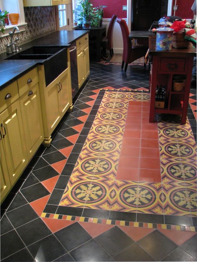 these are a few photos of our local nari contractor of the year award winning, home improvement, kitchen design, This unique floor was custom ordered from a small shop in Mexico It is a concrete tile with a hand made marble finish This tile has been used in Spain and Mexico for generations in fine homes and public buildings