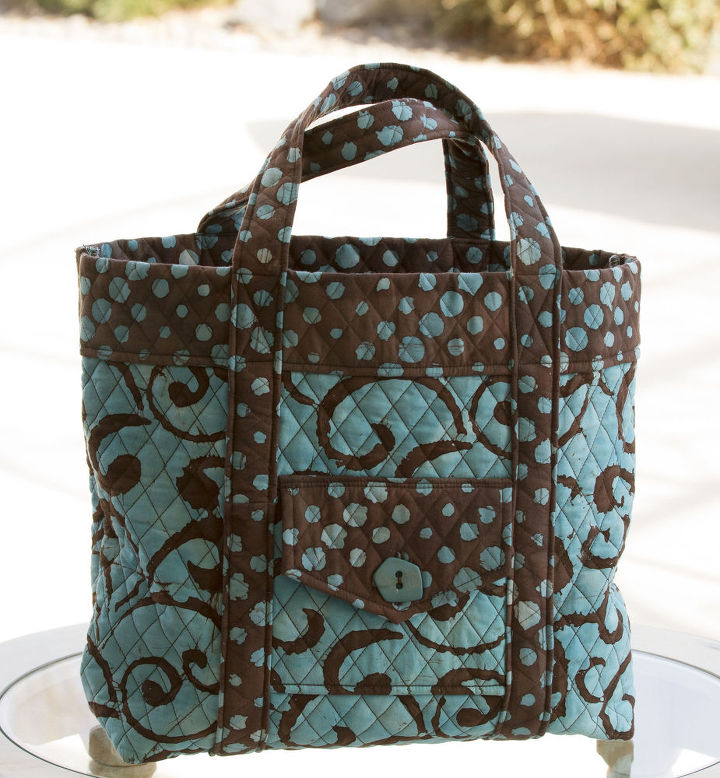 sewing a tote bag, crafts, Use quilted fabric to sew a fun tote bag
