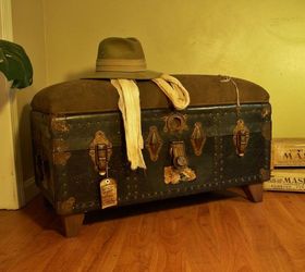 upcycled trunk with upholstered seat, diy, painted furniture, repurposing upcycling, The C W Nocturne Trunk