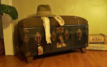 Upcycled Trunk With Upholstered Seat