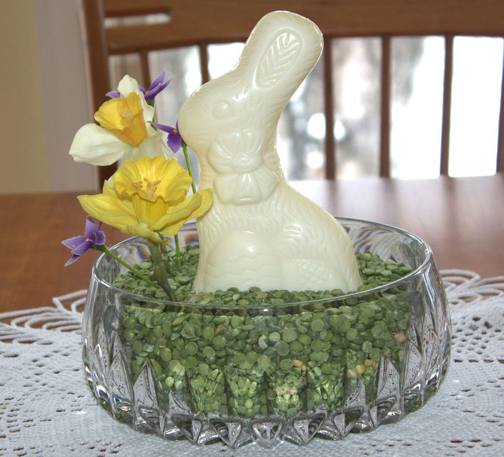 easy easter centerpiece southern living copycat, easter decorations, seasonal holiday d cor, This copycat centerpiece won t go to waste after Easter My hubby will eat the bunny and I ll make soup with the split peas