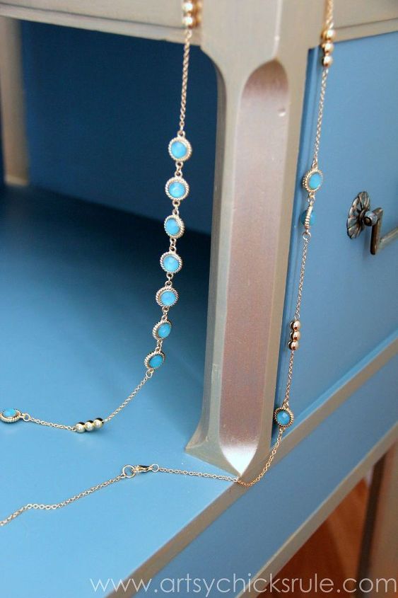 jewelry inspired turquoise gold metallic makeover, chalk paint, painted furniture, repurposing upcycling