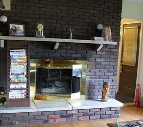 new look for an old fireplace, concrete masonry, diy, fireplaces mantels, painting, woodworking projects, tired outdated fireplace BEFORE