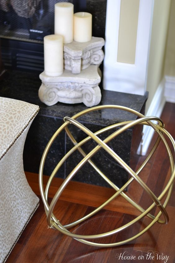 diy gold decorative sphere made from hula hoops, crafts, home decor, painting, repurposing upcycling