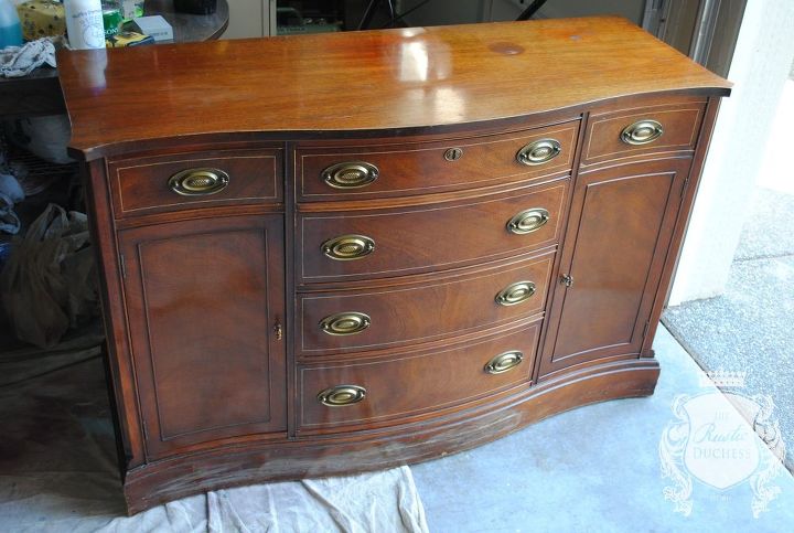 antique buffet in wrought iron and dark wax, painted furniture, rustic furniture, This needed some help when we found it