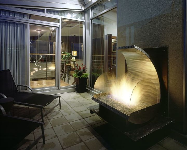 q do you enjoy outdoor fireplaces to extend your patio spaces to cooler times of the, fireplaces mantels, outdoor living, patio, Custom designed outdoor fireplace in Stainless steel and copper